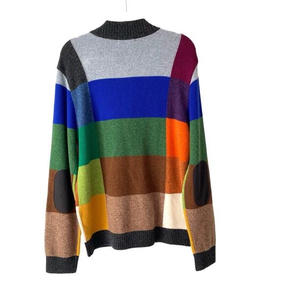 Louis Castel Mens Wool Blend Golf Sweater Elbow Patch Color Block 110 size XL - Picture 4 of 8